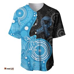 Australia Autism Awareness Month Baseball Jersey Indigenous Lizard With Blue Ribbon LT14