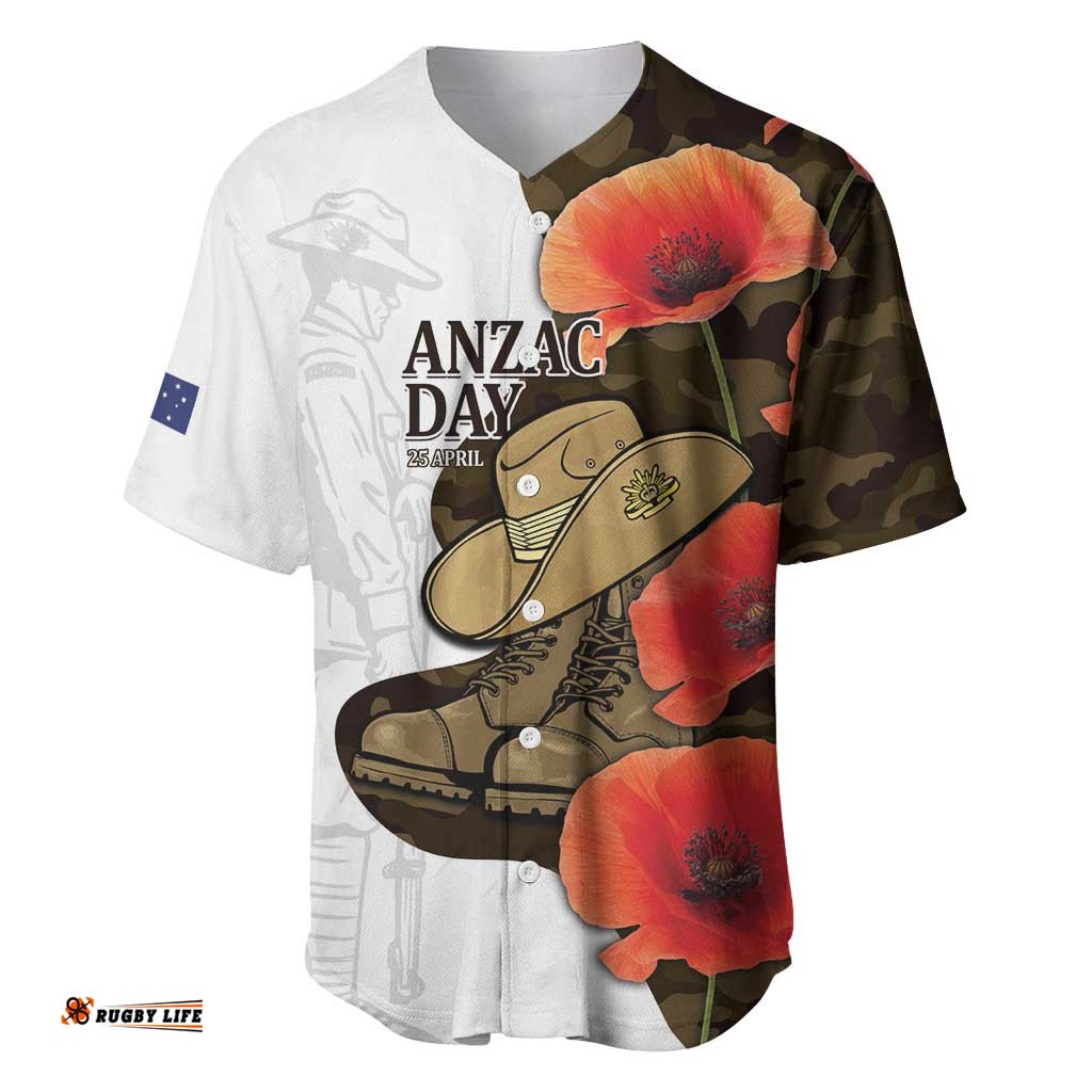 Australia ANZAC Day Baseball Jersey Boots And Slouch Hat Lest We Forget LT14