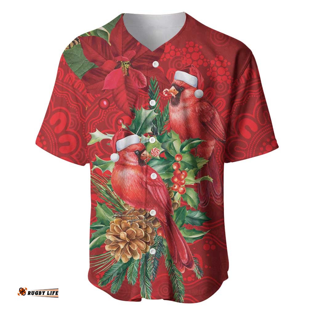 Aussie Red Cardinal Baseball Jersey Aboriginal Inspired Christmas LT9