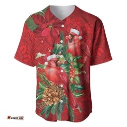 Aussie Red Cardinal Baseball Jersey Aboriginal Inspired Christmas LT9
