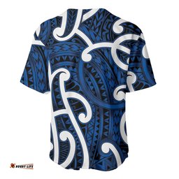Aotearoa Maori Kowhaiwhai Baseball Jersey Kikorangi Puhoro and Patiki LT9