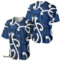 Aotearoa Maori Kowhaiwhai Baseball Jersey Kikorangi Puhoro and Patiki LT9