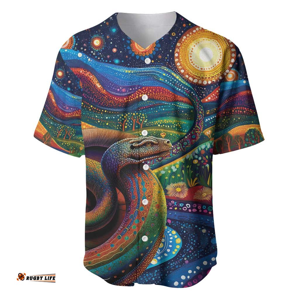 Aboriginal Dreamtime Rainbow Serpent Baseball Jersey LT9