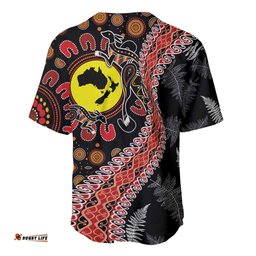 Aotearoa and Australia Baseball Jersey Maori Koru Ferns With Aboriginal Kangaroo LT03