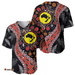 Aotearoa and Australia Baseball Jersey Maori Koru Ferns With Aboriginal Kangaroo LT03
