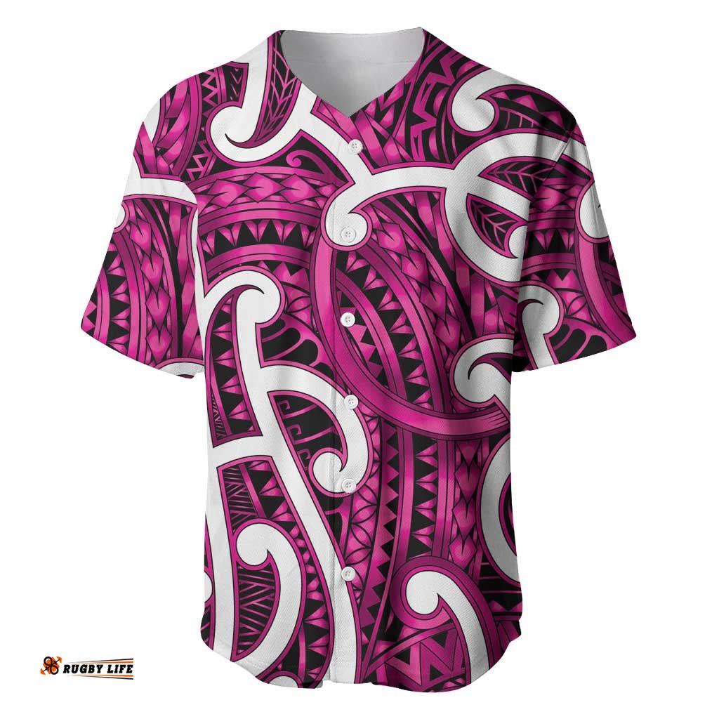 Aotearoa Maori Kowhaiwhai Baseball Jersey Mawhero Puhoro and Patiki LT9