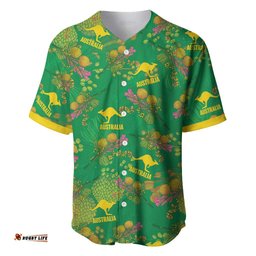Australia Billy Buttons Baseball Jersey Aussie Pycnosorus Kangaroo Seamless Style LT14