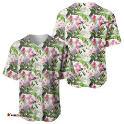 Aussie Pink Cockatoo Flowers Seamless Pattern Baseball Jersey LT9