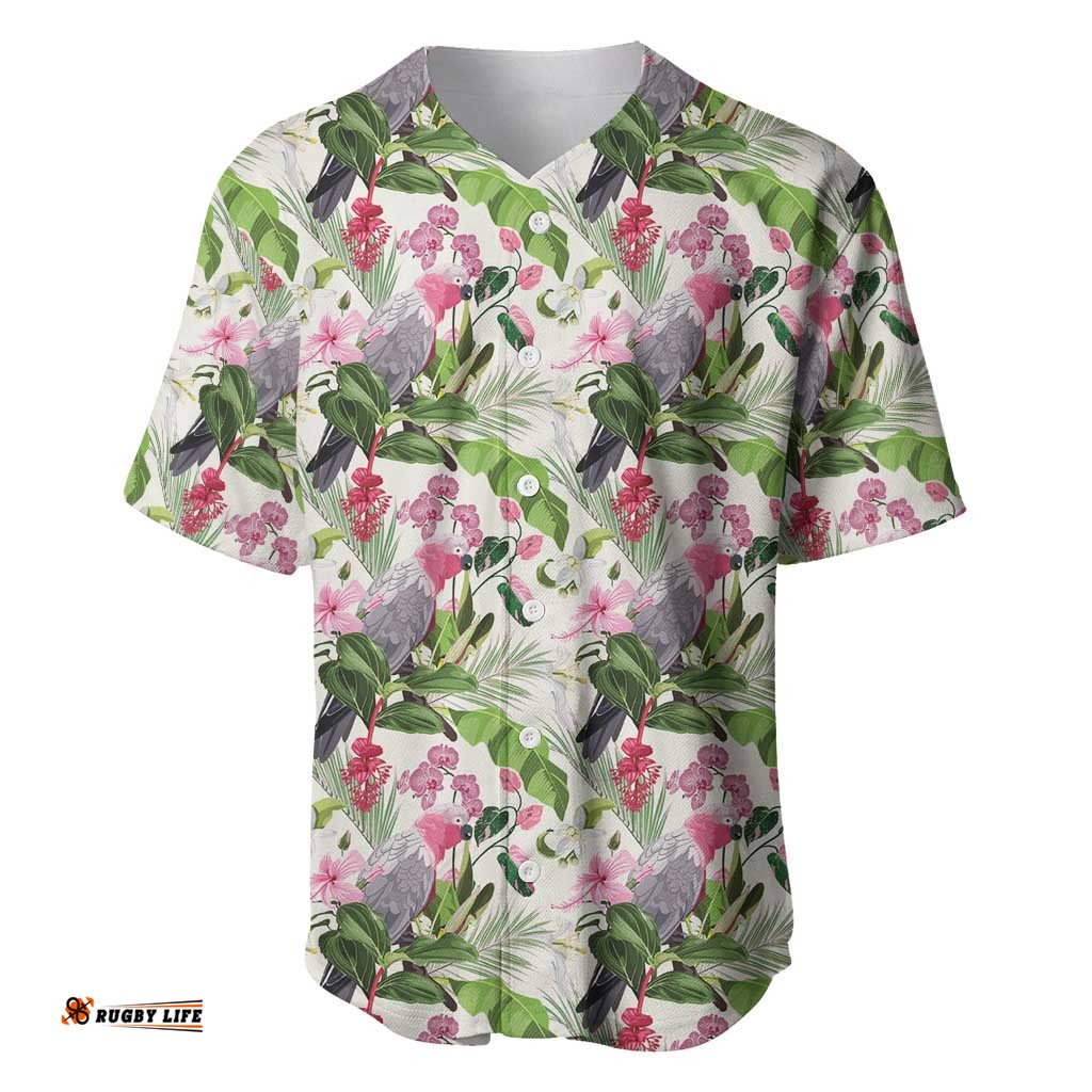 Aussie Pink Cockatoo Flowers Seamless Pattern Baseball Jersey LT9