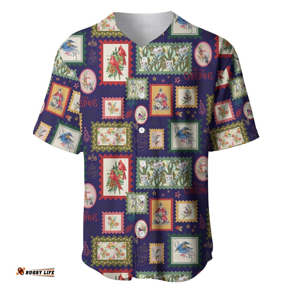 Aussie Birds Christmas La La Land Baseball Jersey Navy Blue Vintage Stamp Edition LT9