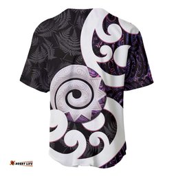 Aotearoa Koru Baseball Jersey Purple Maori Paua Shell Mix Silver Fern LT14