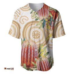 Australia Banksia Baseball Jersey Aussie Native Flowers Indigenous Art LT14