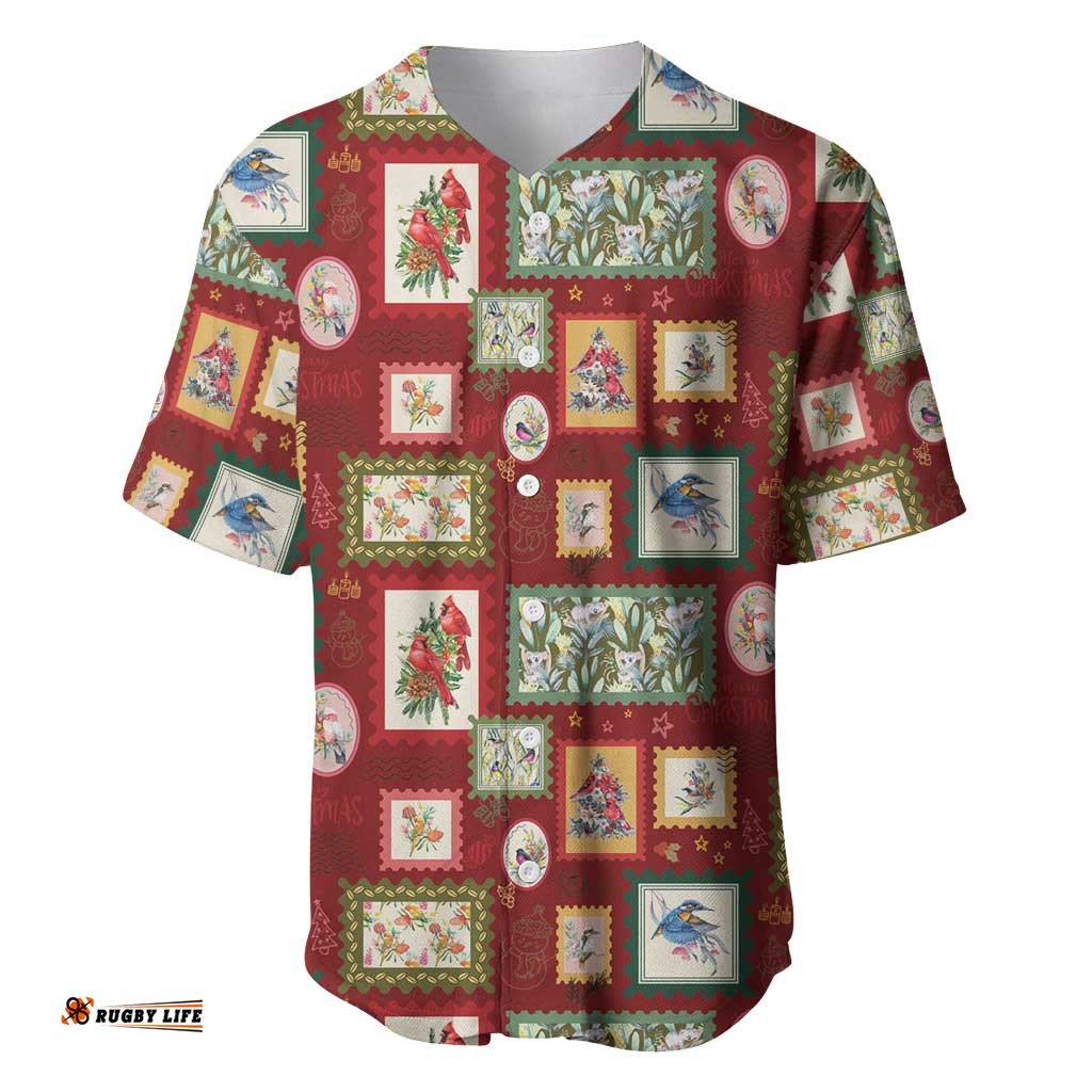 Aussie Birds Christmas La La Land Baseball Jersey Red Vintage Stamp Edition LT9