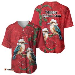 Aussie Kokaburra Waratah Christmas Baseball Jersey Aboriginal Dots Painting LT9