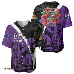 Australia ANZAC Day Baseball Jersey Animals of War - Lest We Forget LT7