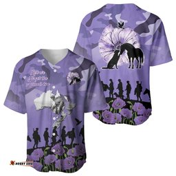 ANZAC Day Baseball Jersey Lest We Forget the Animals Too LT19