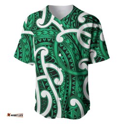 Aotearoa Maori Kowhaiwhai Baseball Jersey Kakariki Puhoro and Patiki LT9