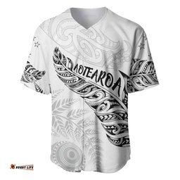 Aotearoa Personalized Lawn Bowls Maori Baseball Jersey New Zealand White Tribal Silver Fern LT7
