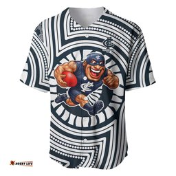 Carlton Football Club Baseball Jersey Indigenous Monochrome Dot Art Mascot Style TS04