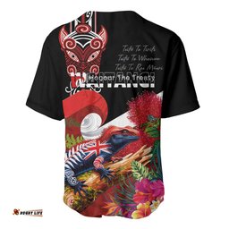 Aotearoa Toitu Te Tiriti Baseball Jersey Waitangi-Honour The Treaty NZ Tuatara and Plants LT03