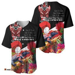 Aotearoa Toitu Te Tiriti Baseball Jersey Waitangi-Honour The Treaty NZ Tuatara and Plants LT03