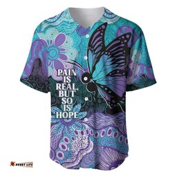Australia Indigenous Teal Purple Contemporary Aboriginal Art Baseball Jersey Hope Is Real LT7