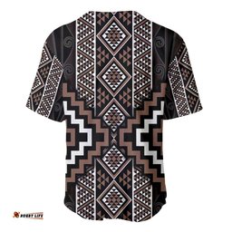 Classic Tukutuku Pattern Aotearoa Baseball Jersey Niho Taniwha and Puhoro Motifs LT7