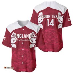 Custom England Rugby 2025 Baseball Jersey Go Champions Red Rose LT14