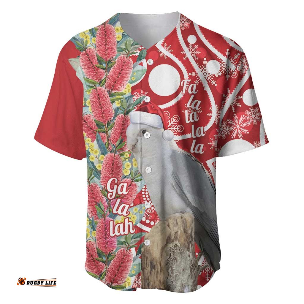 Blue Galah Mutation Christmas Australia Baseball Jersey Falalalala Galalah Bottlebrush Red Aboriginal Art LT14