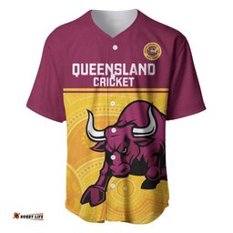 Custom Australia Queensland Cricket Baseball Jersey Go Bulls - Aboriginal Art LT14