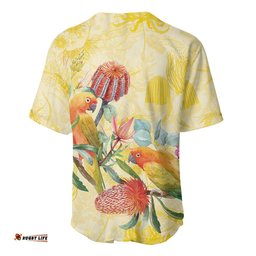 Birds and Floral Aussie Lorikeet Baseball Jersey Pastel Yellow LT7