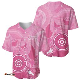 Australia Breast Cancer Awareness Baseball Jersey Pink Ribbon Manta Ray Aboriginal Art LT14