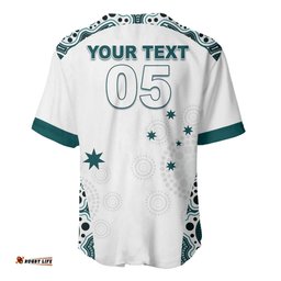 Custom Australia Rugby 2026 Baseball Jersey Go Wallabies Aboriginal Pattern White Version LT05