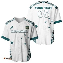 Custom Australia Rugby 2026 Baseball Jersey Go Wallabies Aboriginal Pattern White Version LT05