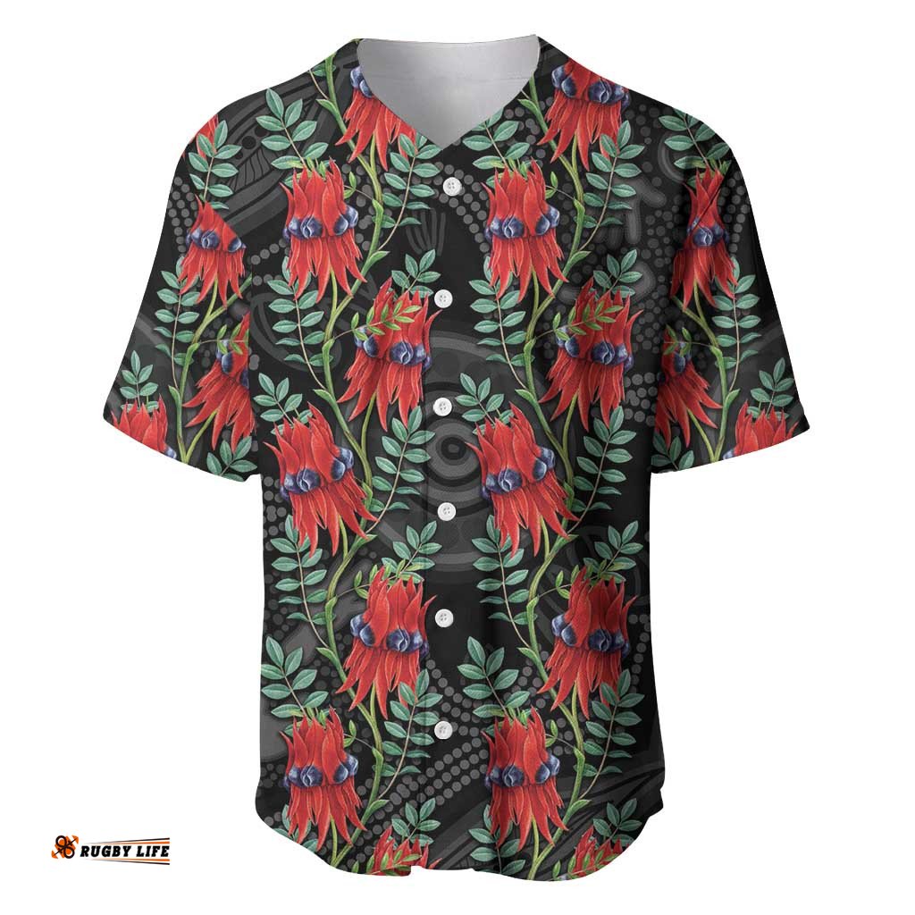 Australia Sturt's Desert Pea Baseball Jersey Aussie Native Flowers Indigenous Art LT14
