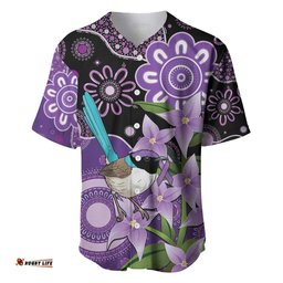 Australia Epilepsy Awareness Baseball Jersey Purple-crowned Fairywren Boronia Aboriginal LT14
