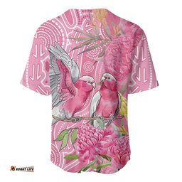 Australia Pink Galah Baseball Jersey Rose-breasted Cockatoo Waratah Indigenous Art LT14