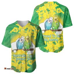 Budgerigar Australia Day Baseball Jersey Proud To Be An Aussie Opal National Color LT14