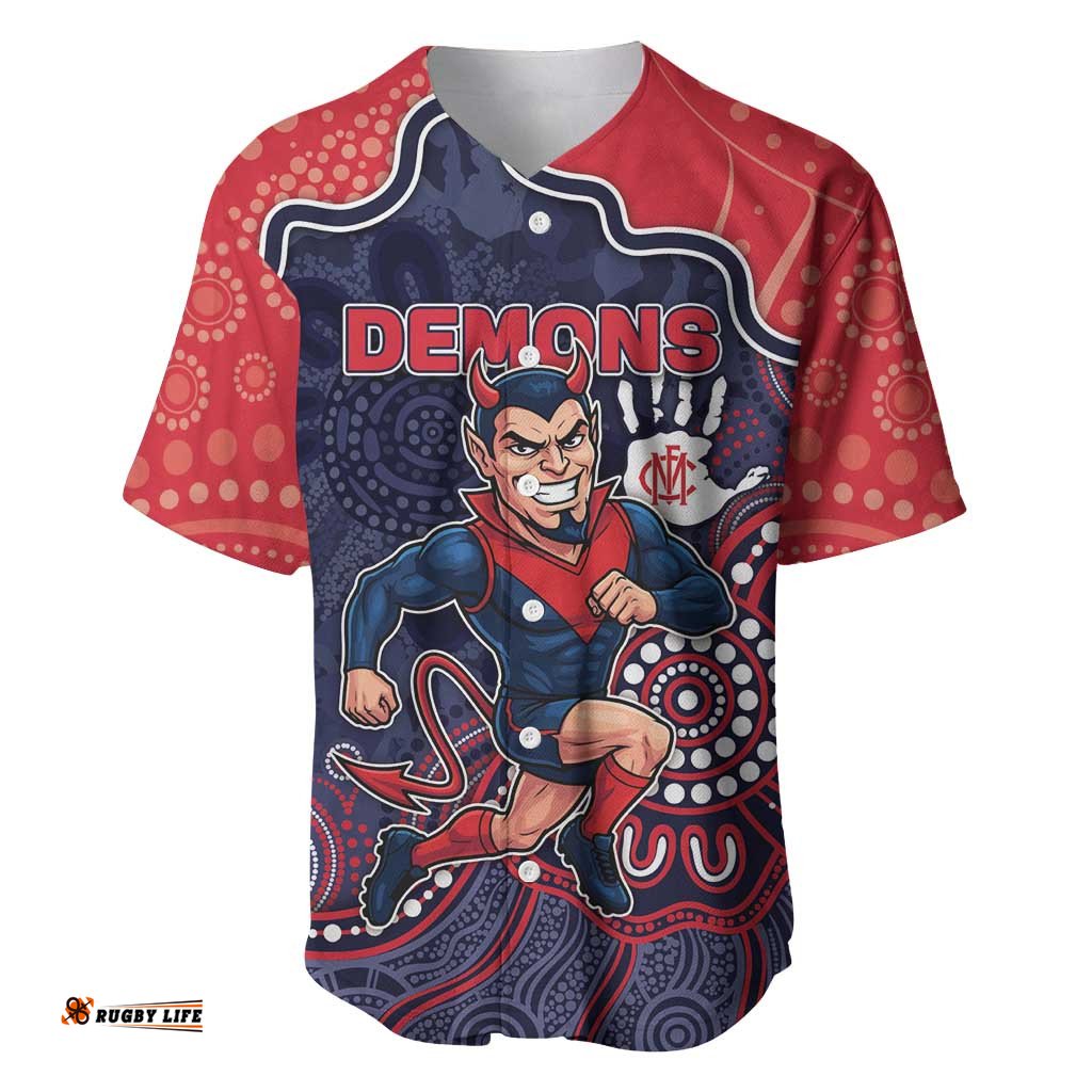 Custom Demons Football Baseball Jersey Aboriginal Dot Art Pattern DT05