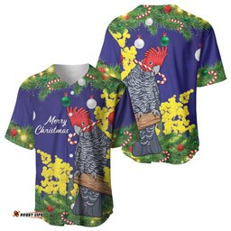 Australia Gang-gang Cockatoo Christmas Baseball Jersey Callocephalon Fimbriatum Golden Wattle Blue LT14