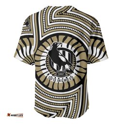 Collingwood Football Club Baseball Jersey Indigenous Monochrome Dot Art Mascot Style TS04