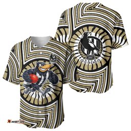 Collingwood Football Club Baseball Jersey Indigenous Monochrome Dot Art Mascot Style TS04