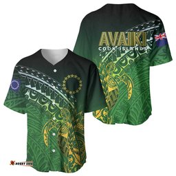 Cook Islands Rugby Kuki Avaiki Baseball Jersey Tribal Turtle LT7