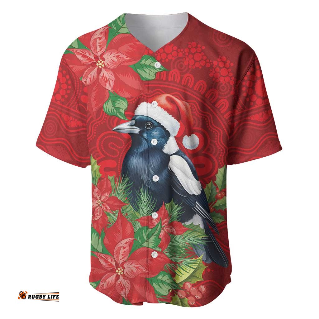 Australian Magpie Baseball Jersey Aboriginal Inspired Christmas LT9