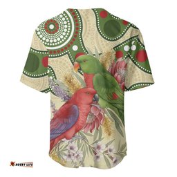 Australia Moluccan Eclectus Baseball Jersey Australian Native Flowers Indigenous Art LT14