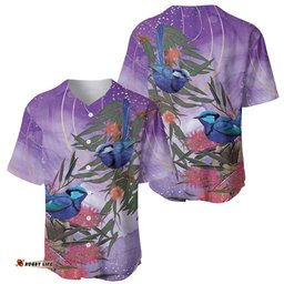 Australia Splendid Fairy Wren on Eucalyptus Baseball Jersey Epilepsy Awareness LT7