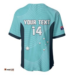 Custom Bowls Australia Baseball Jersey Teal Color Curve Sporty LT14