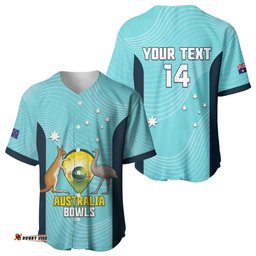 Custom Bowls Australia Baseball Jersey Teal Color Curve Sporty LT14