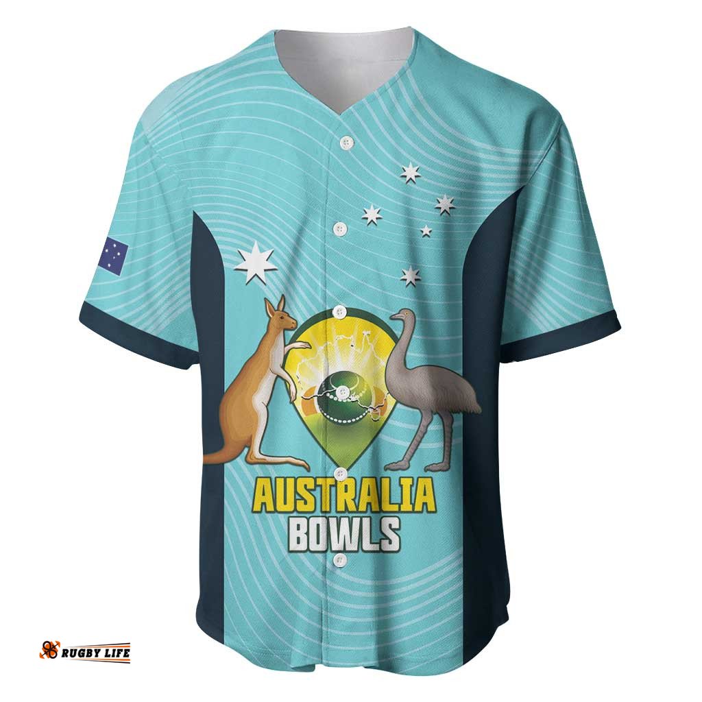 Custom Bowls Australia Baseball Jersey Teal Color Curve Sporty LT14