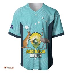 Custom Bowls Australia Baseball Jersey Teal Color Curve Sporty LT14